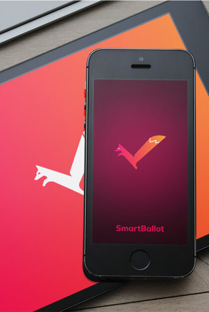 The SmartBallot logo shown on two screens.
